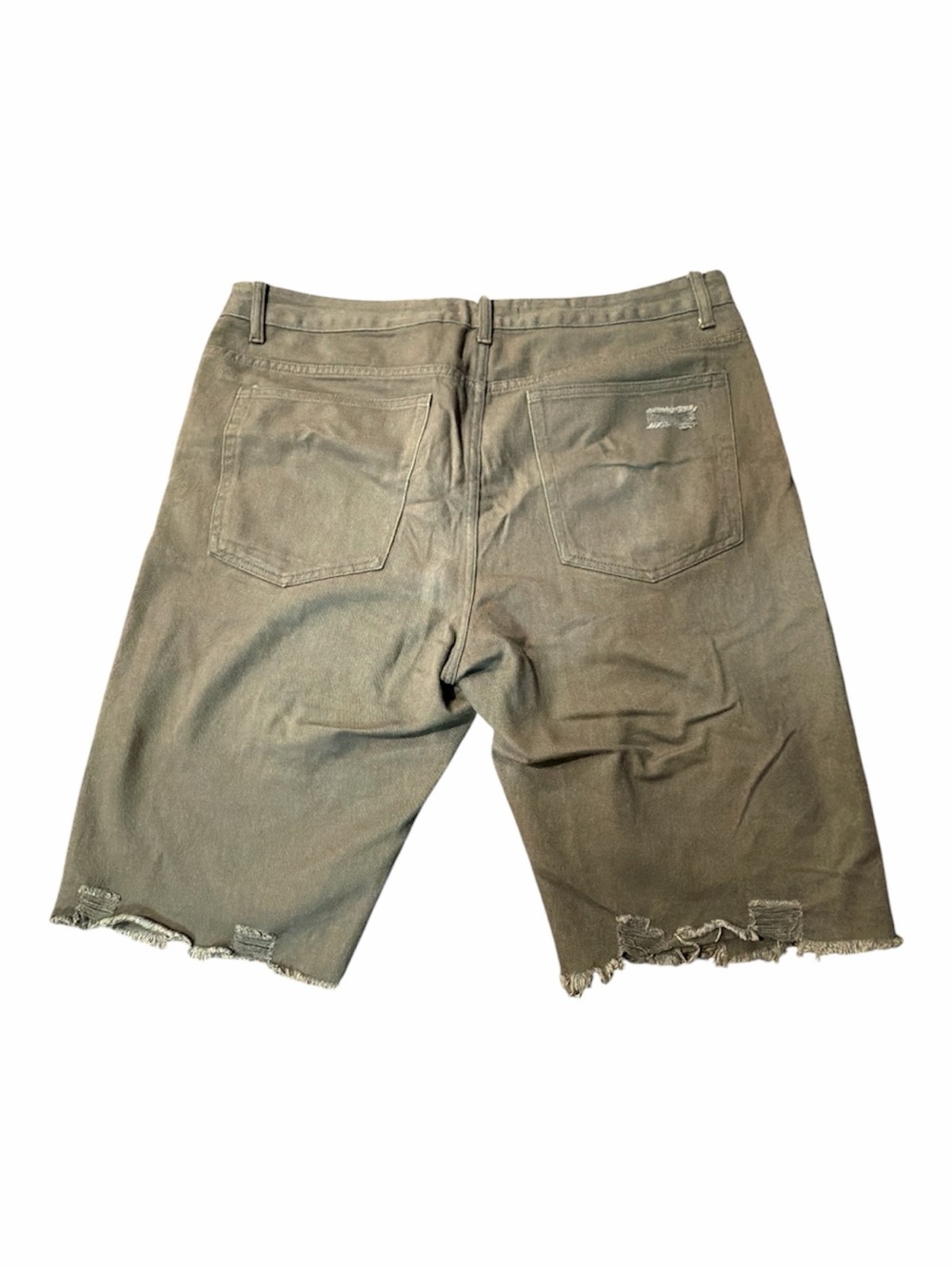 Olive Green Distressed Cutoff Shorts Men’s 38 100% Cotton Raw Hem - Picture 6 of 10